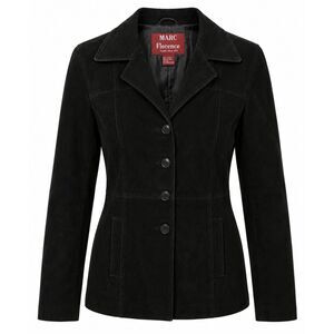 Marc Florence Women's Black Suede Leather Blazer Jacket Small